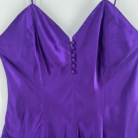 Kathryn VTG Purple Slip Satin Teddy w/Spaghetti Strap Front Button Detail SzL - Picture 3 of 14